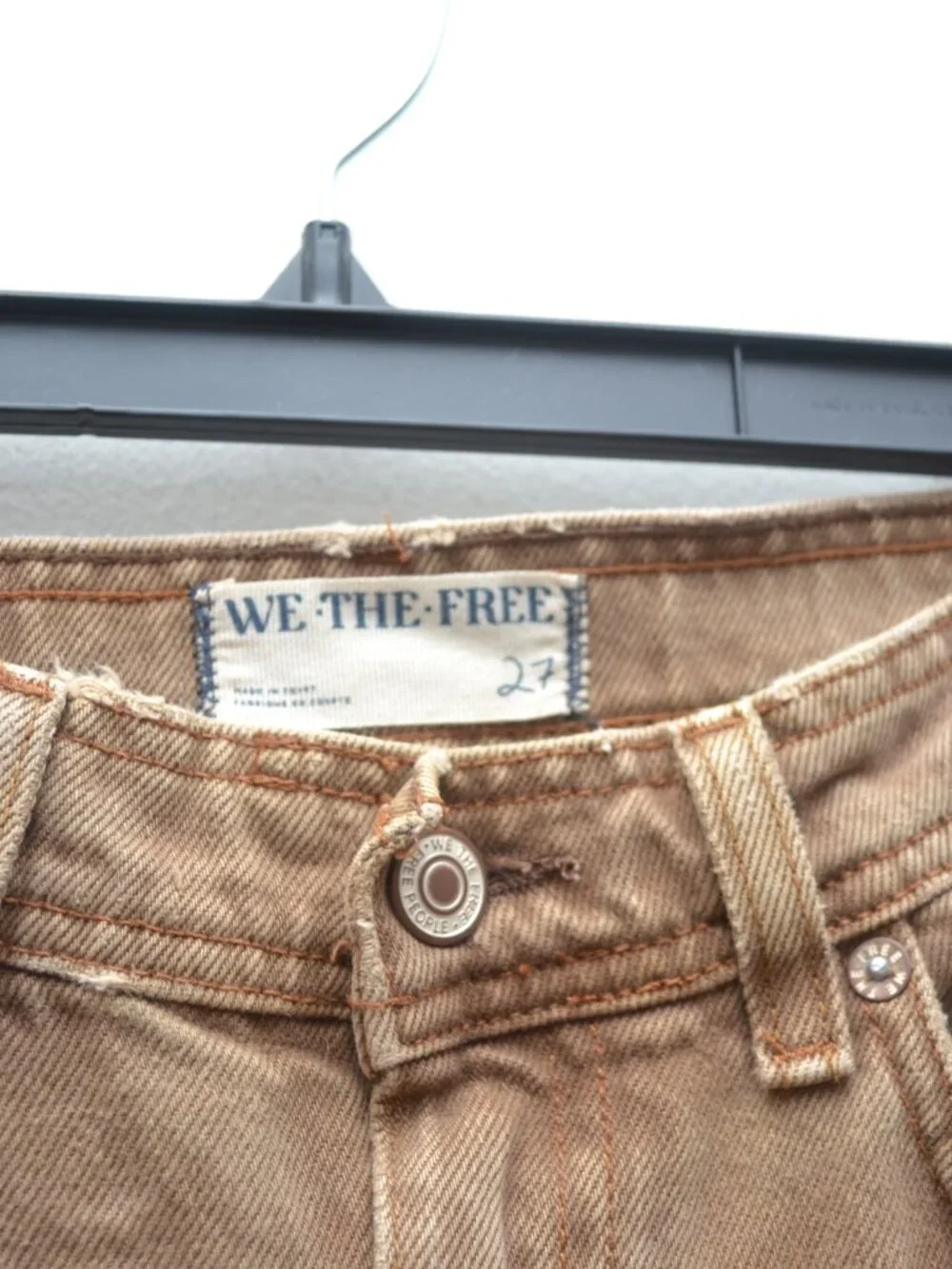 Free People Women's Straight Cut Brown Denim **Flawed